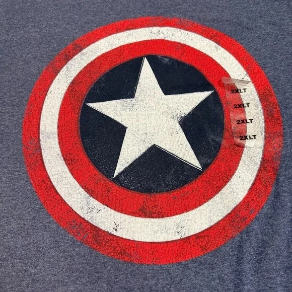 Marvel Comics Mens Blue Captain America Shield Logo Short Sleeve T-Shirt Sz 2XLT - Picture 3 of 7